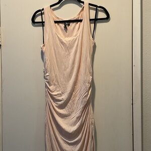 Marciano Cream Sleeveless Ruched Midi Dress